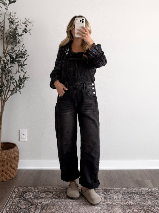 Hayward Barrel Overalls / Washed Black
