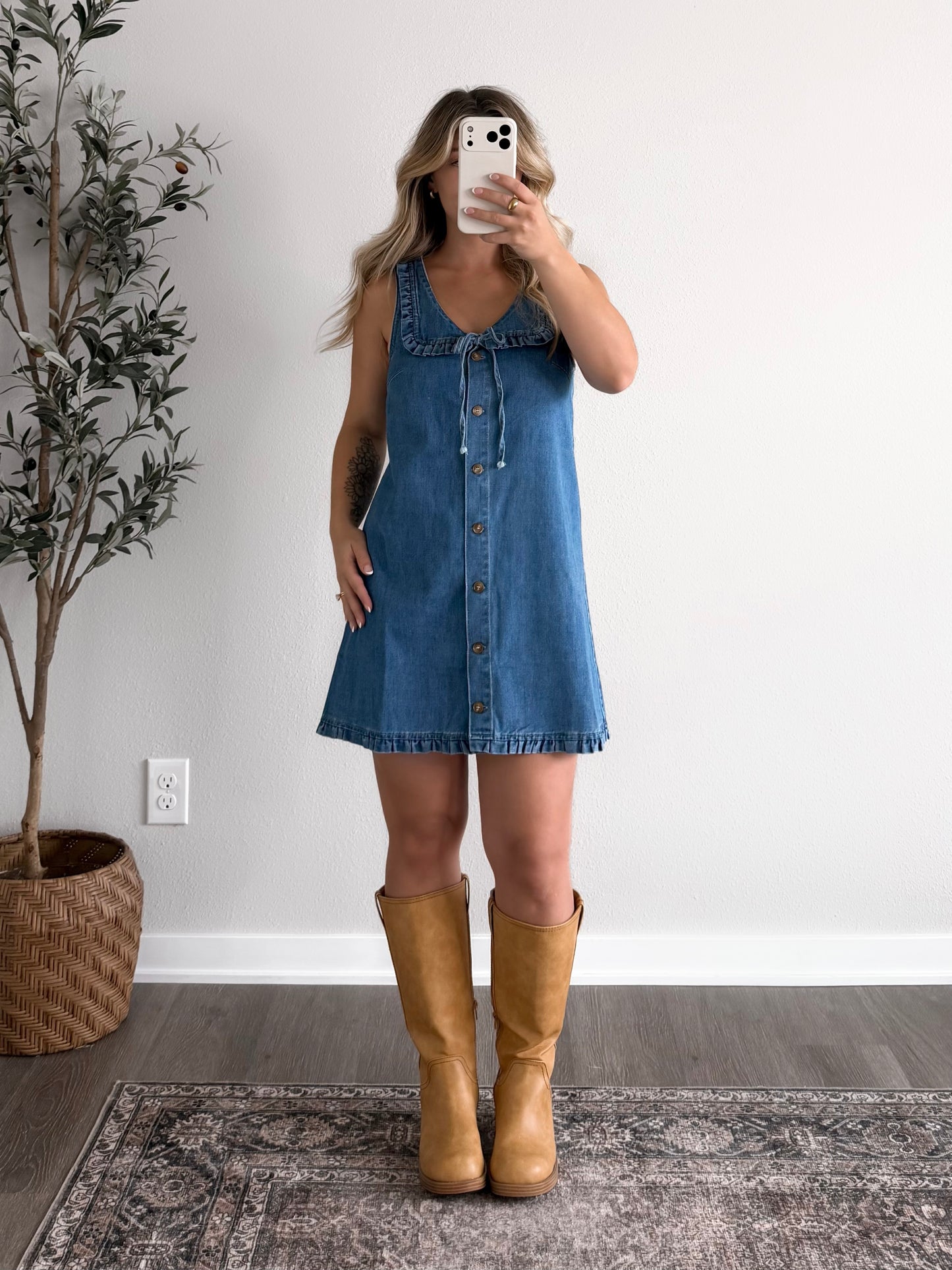Mina Ruffle Denim Dress