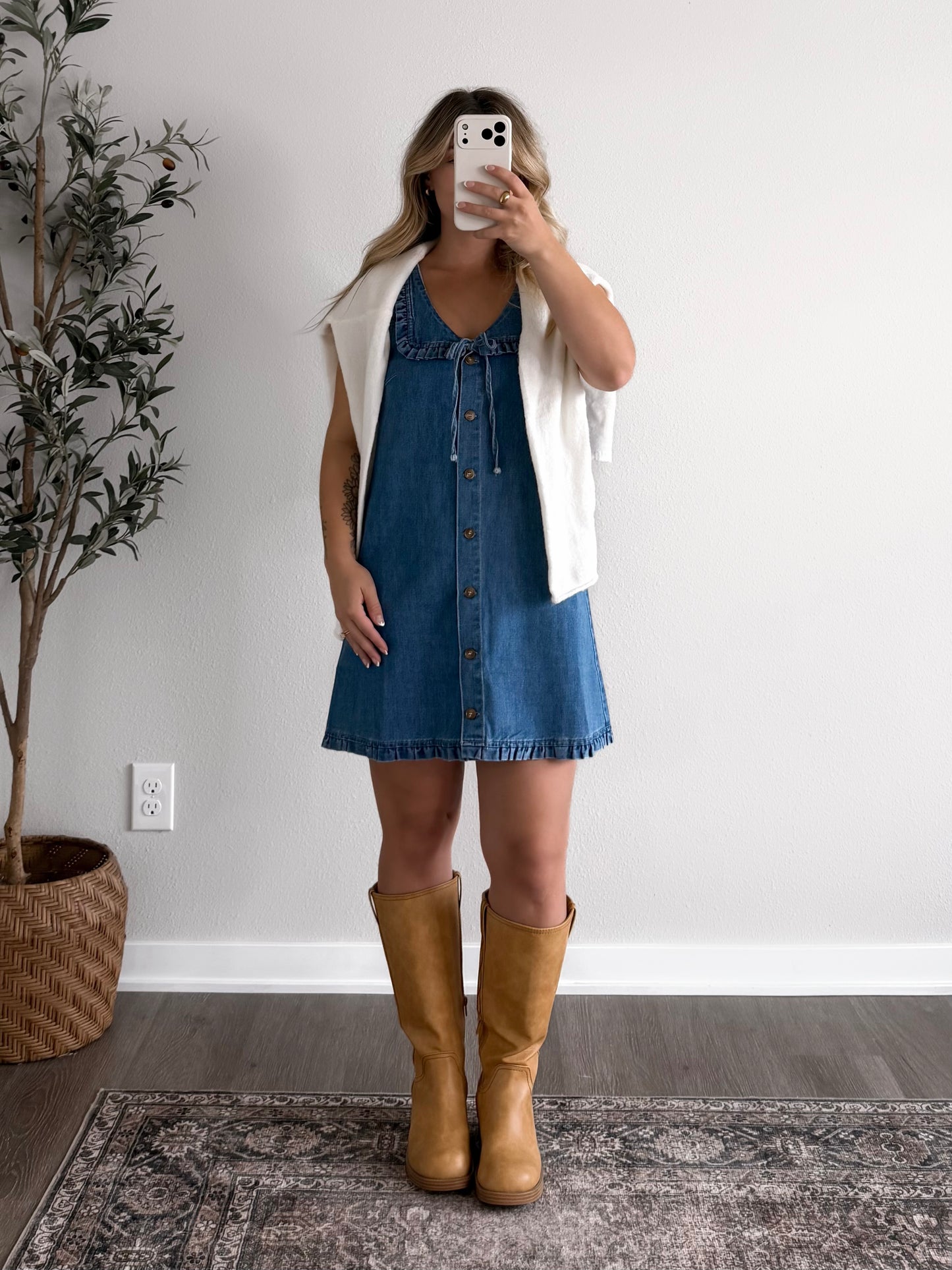 Mina Ruffle Denim Dress
