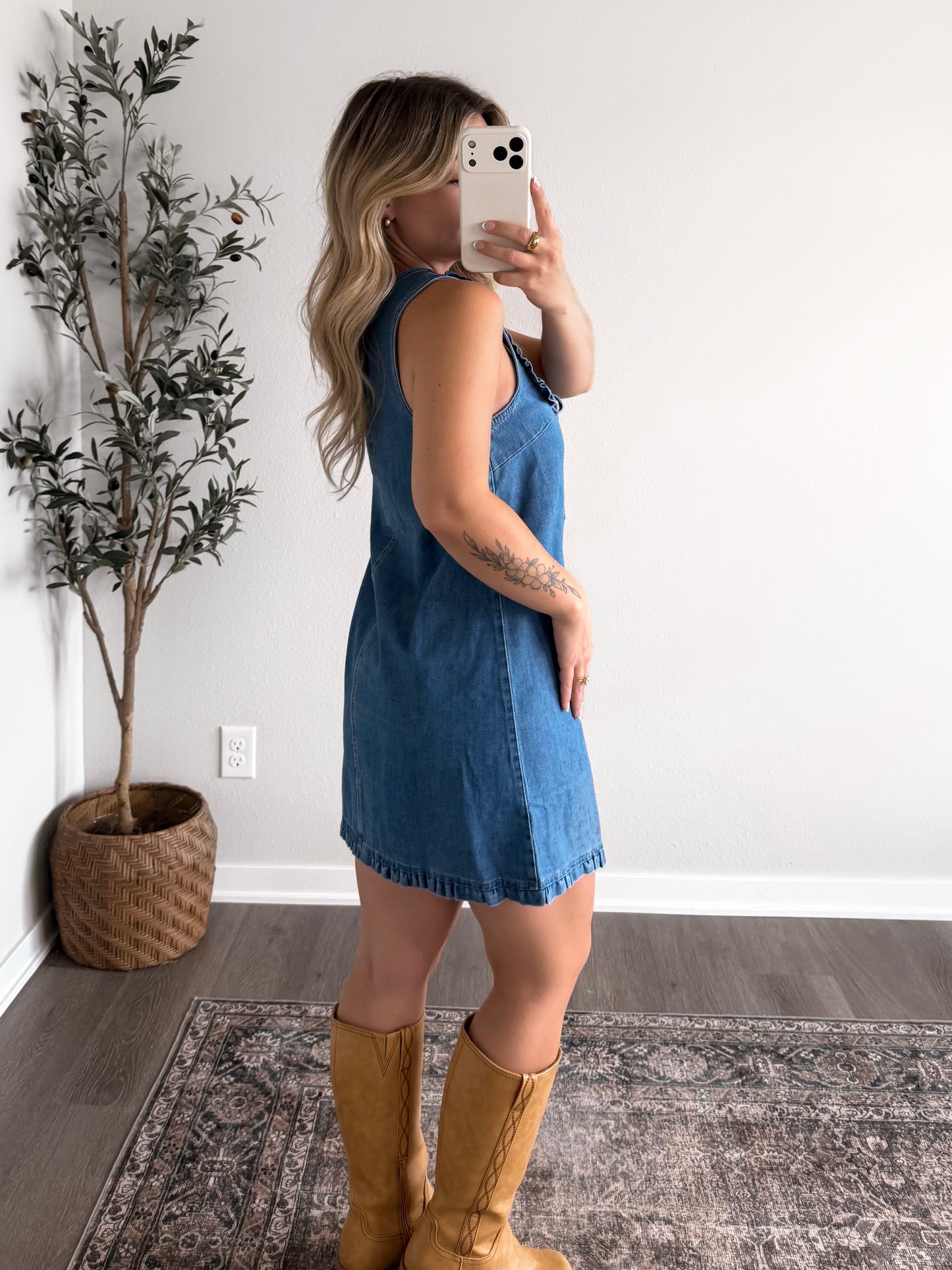 Mina Ruffle Denim Dress