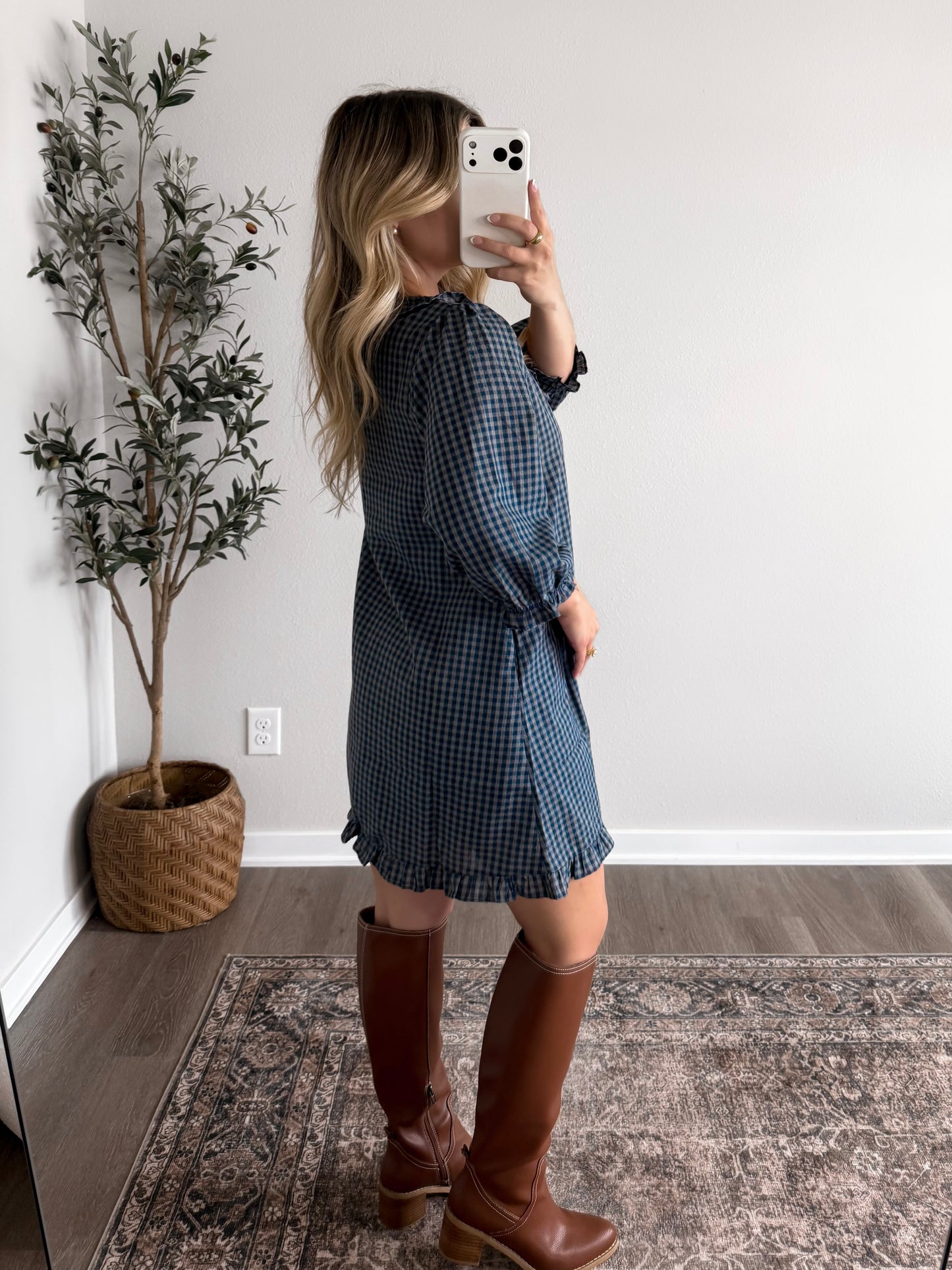 Tilly Gingham Dress / Navy