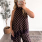 City Social Plaid Lace Pant Set