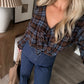 Dark Cider Plaid Top