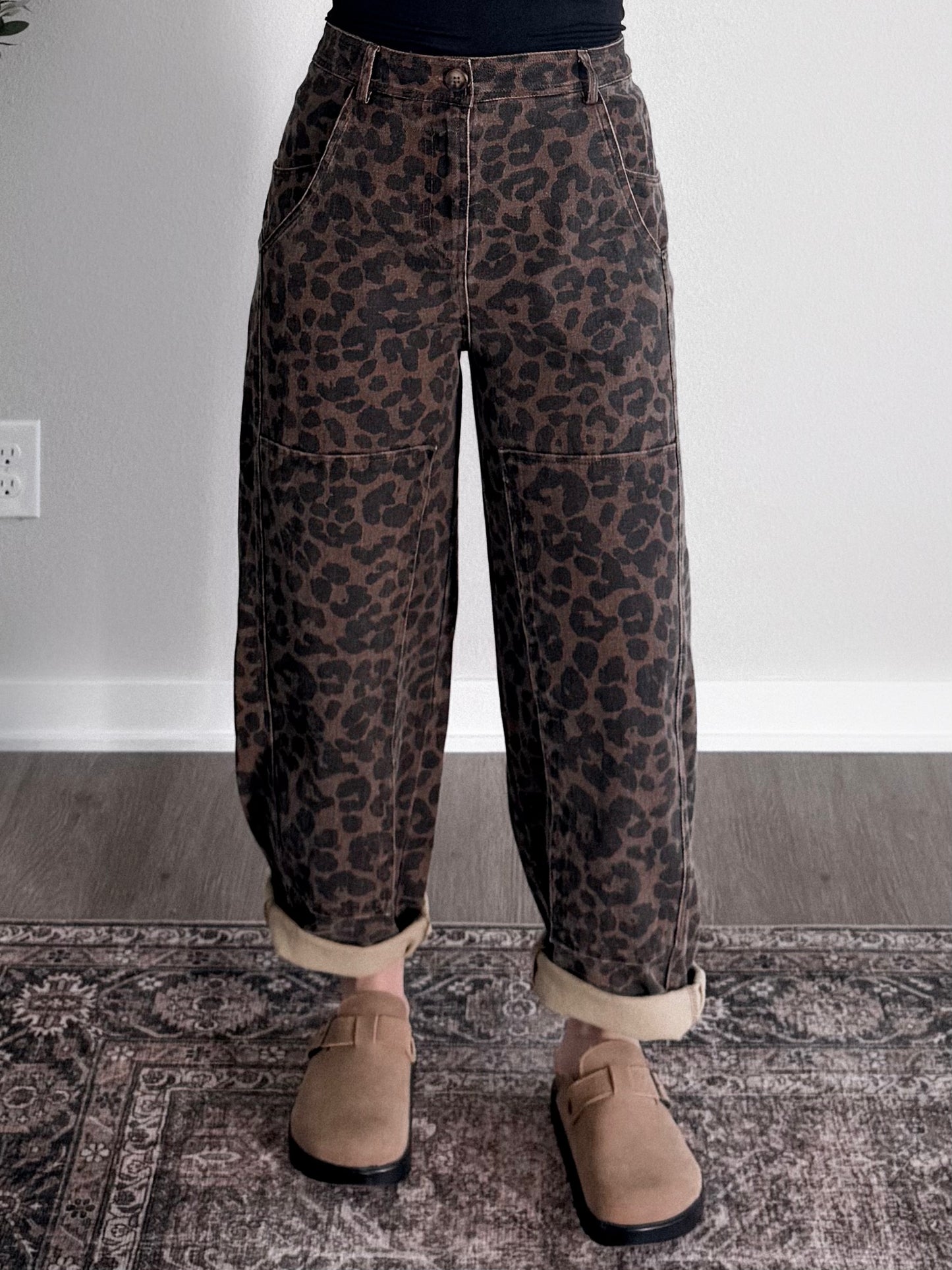 Spice High Rise Barrel Pant / Leopard