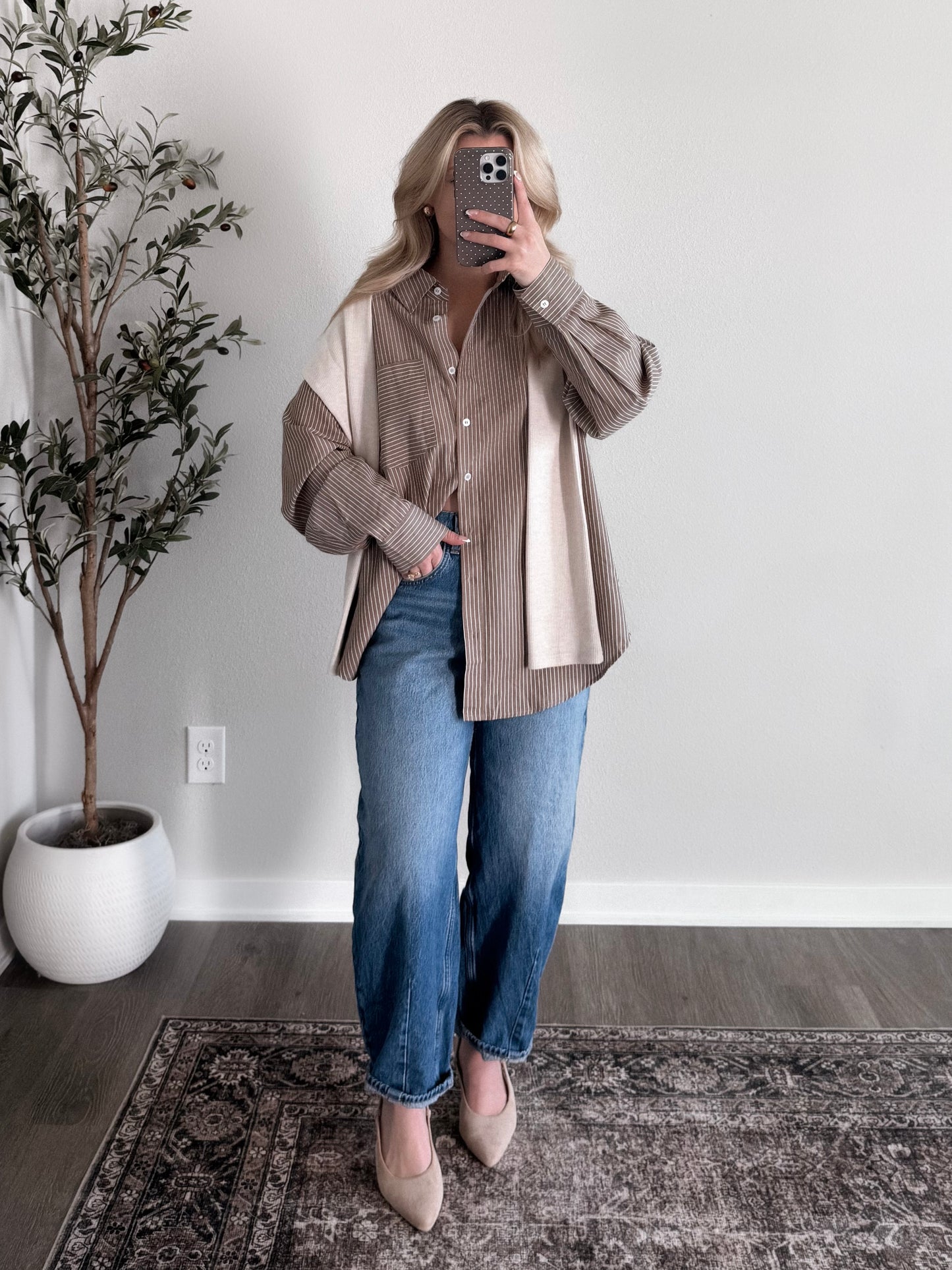 Minimalist Striped Button Down Top