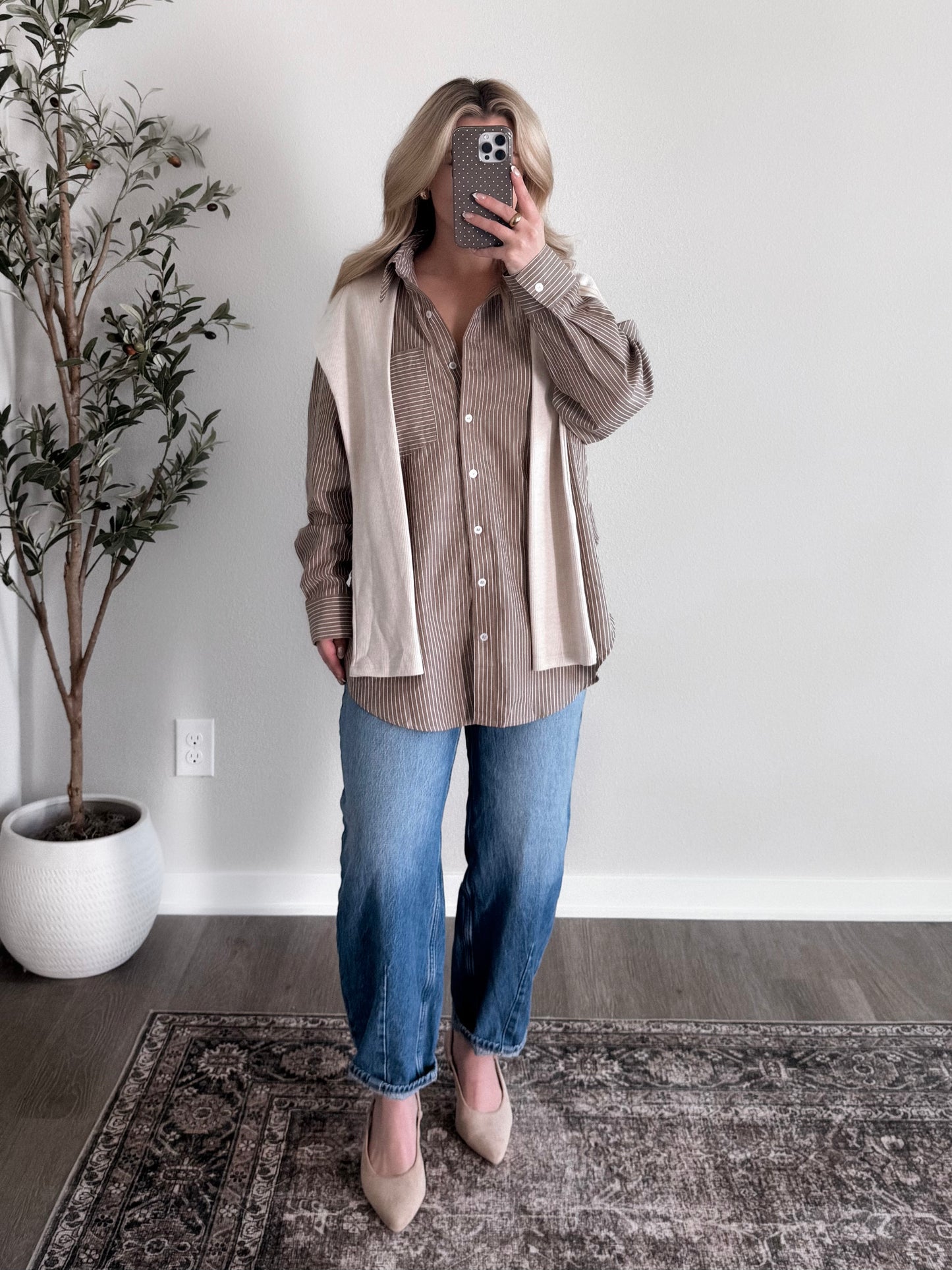 Minimalist Striped Button Down Top