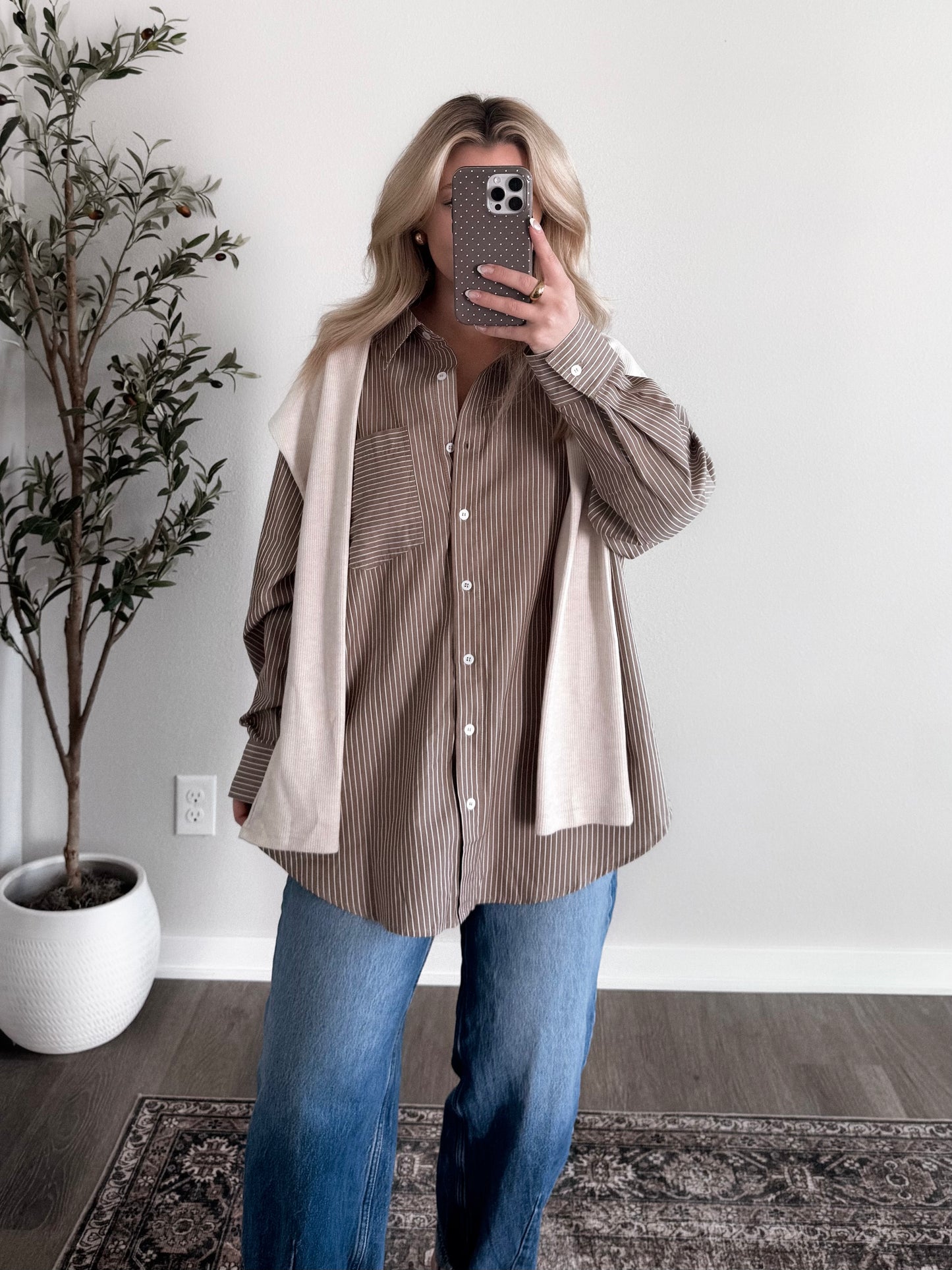 Minimalist Striped Button Down Top