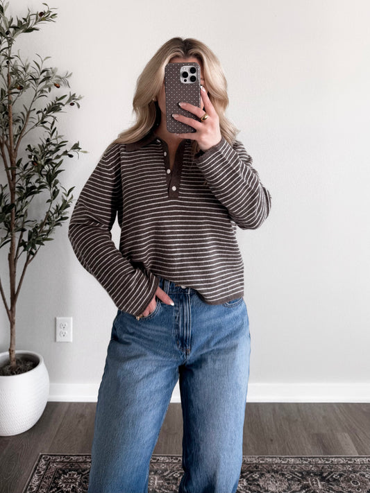 Grabbing Coffee Collared Sweater