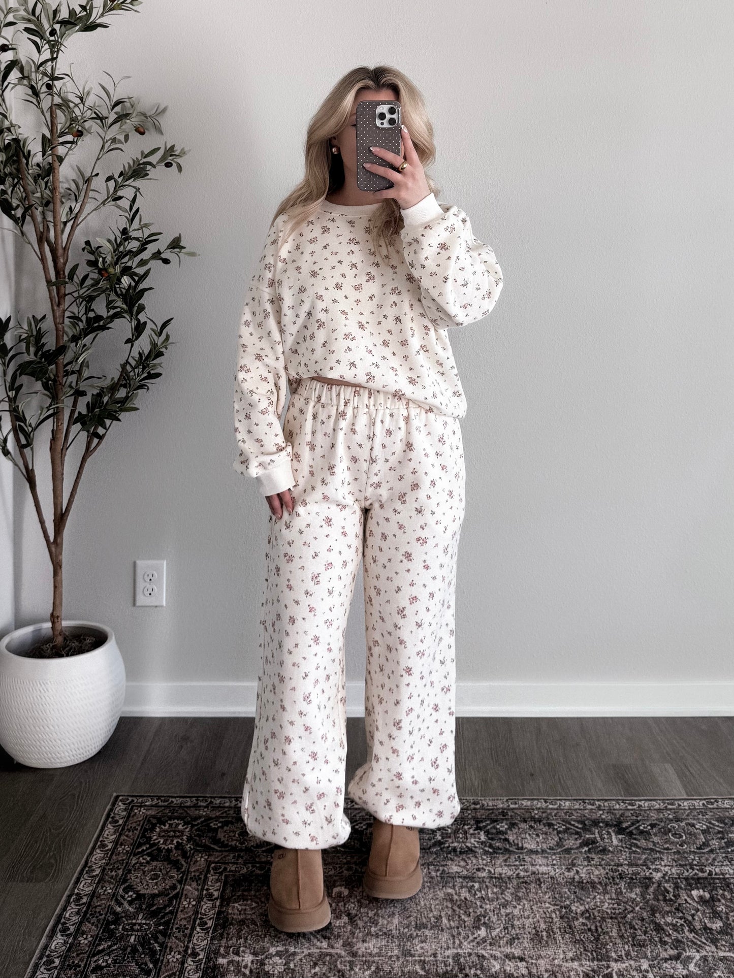 Petals & Cream Floral Sweat Set