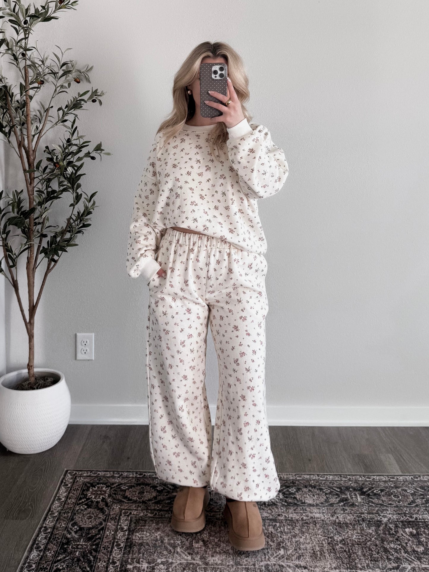 Petals & Cream Floral Sweat Set