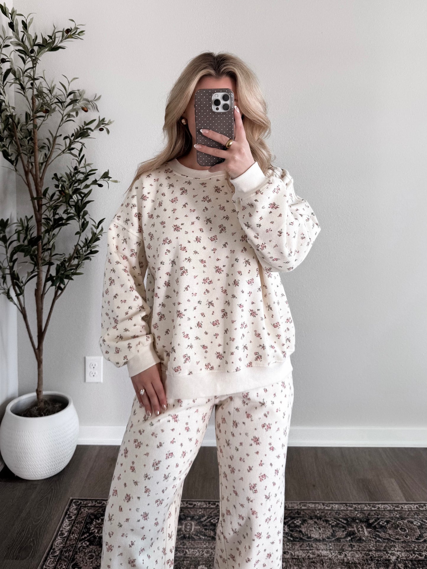 Petals & Cream Floral Sweat Set