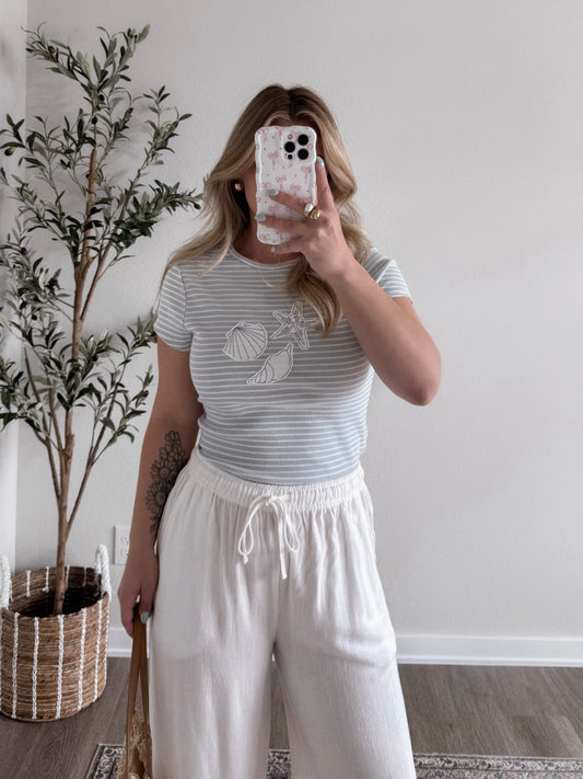 Seashell Striped Baby Tee