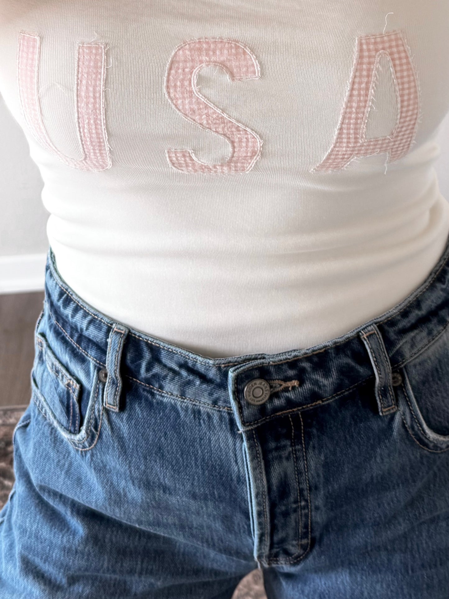 "USA" Gingham Strapless Top