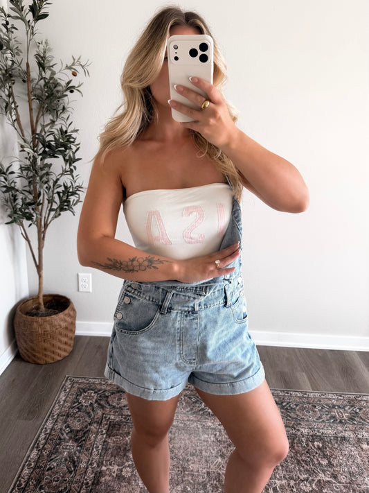 "USA" Gingham Strapless Top