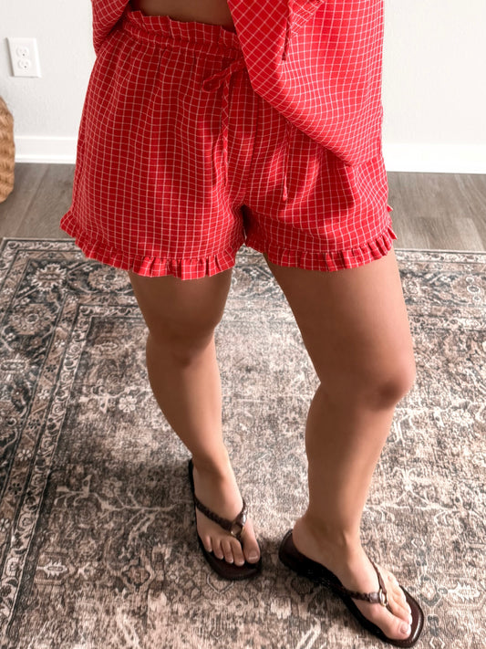 Cherry Cobbler Grid Short Set (Final Sale)
