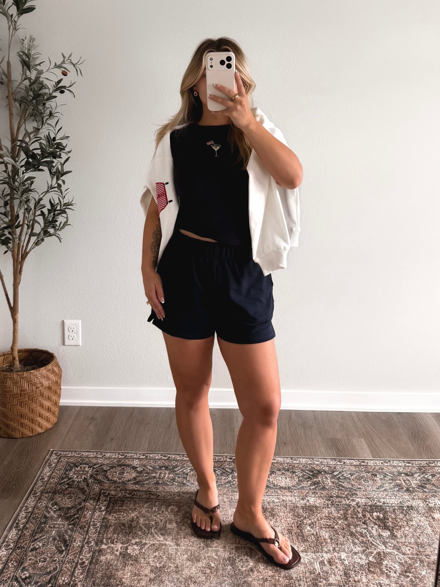 Navy Lake Sweat Shorts