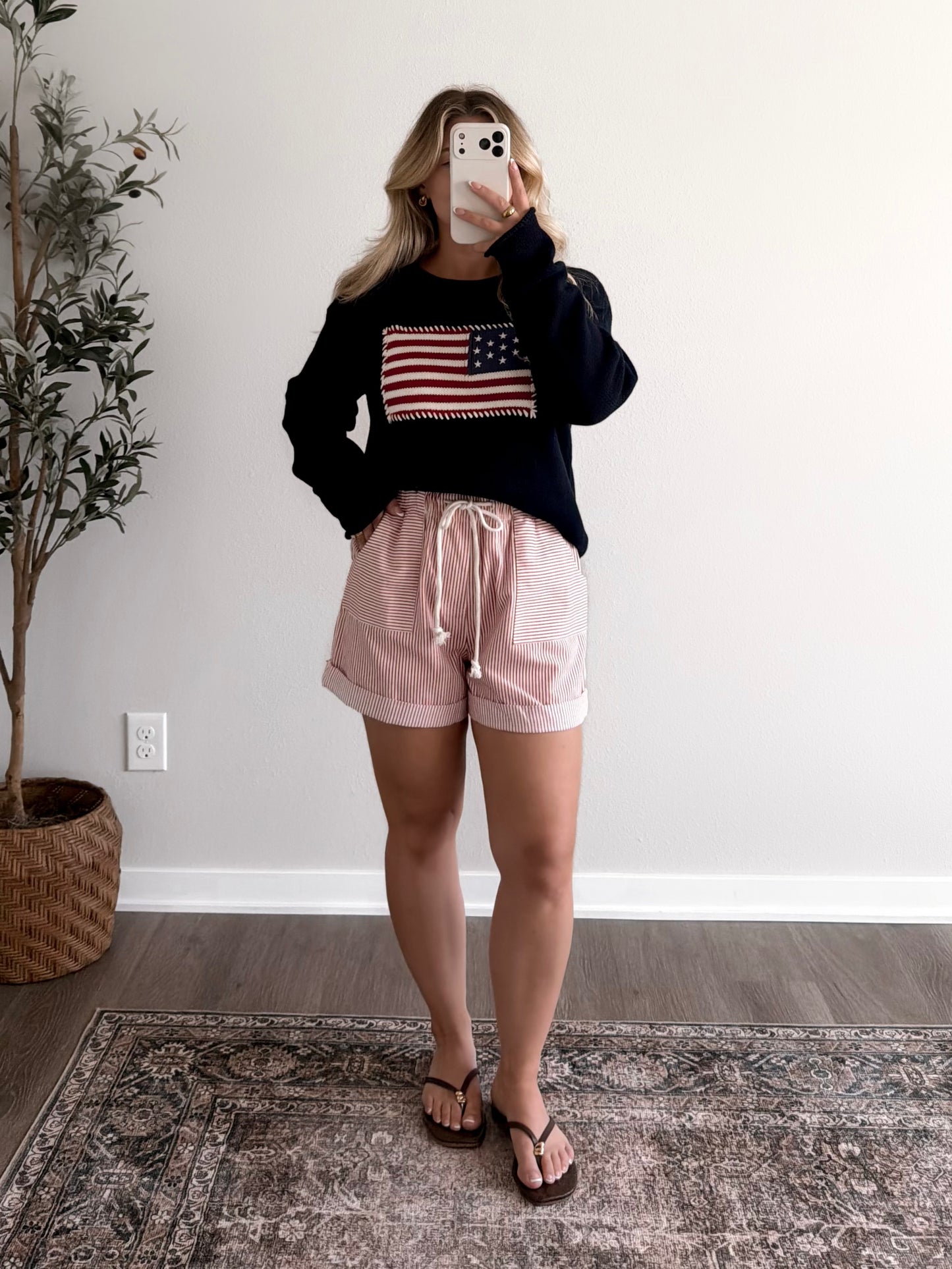 Bedford Striped Shorts / Red
