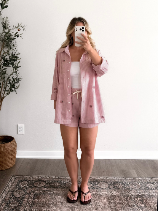 American Social Striped Short Set