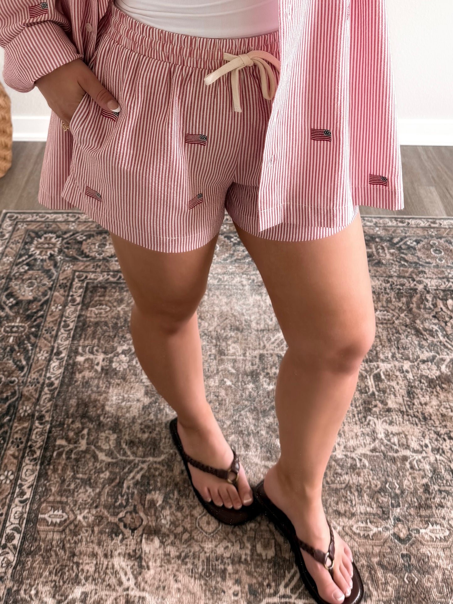 American Social Striped Short Set