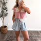 American Quilt Gingham Lace Top