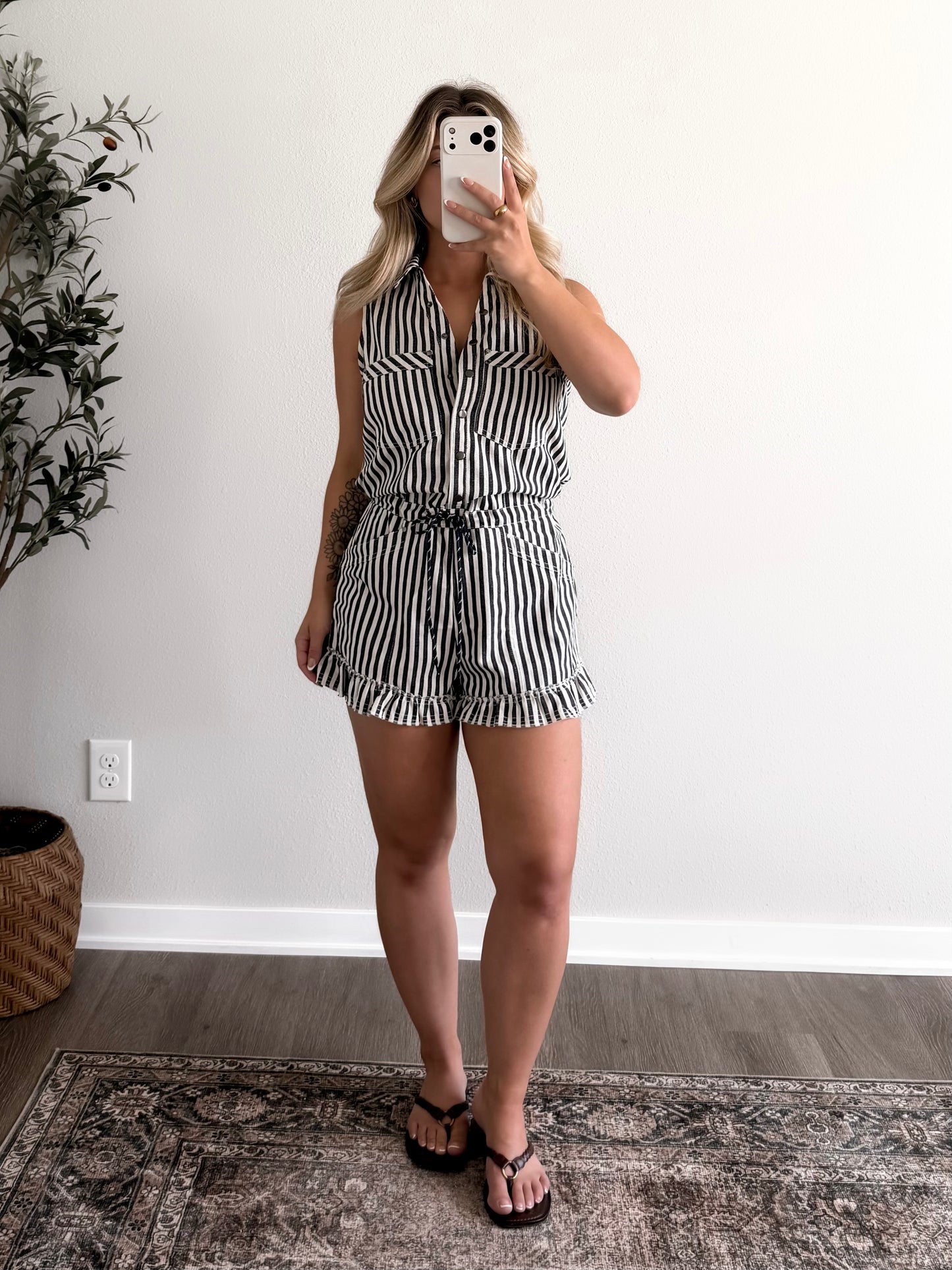 Easton Striped Button Down Romper