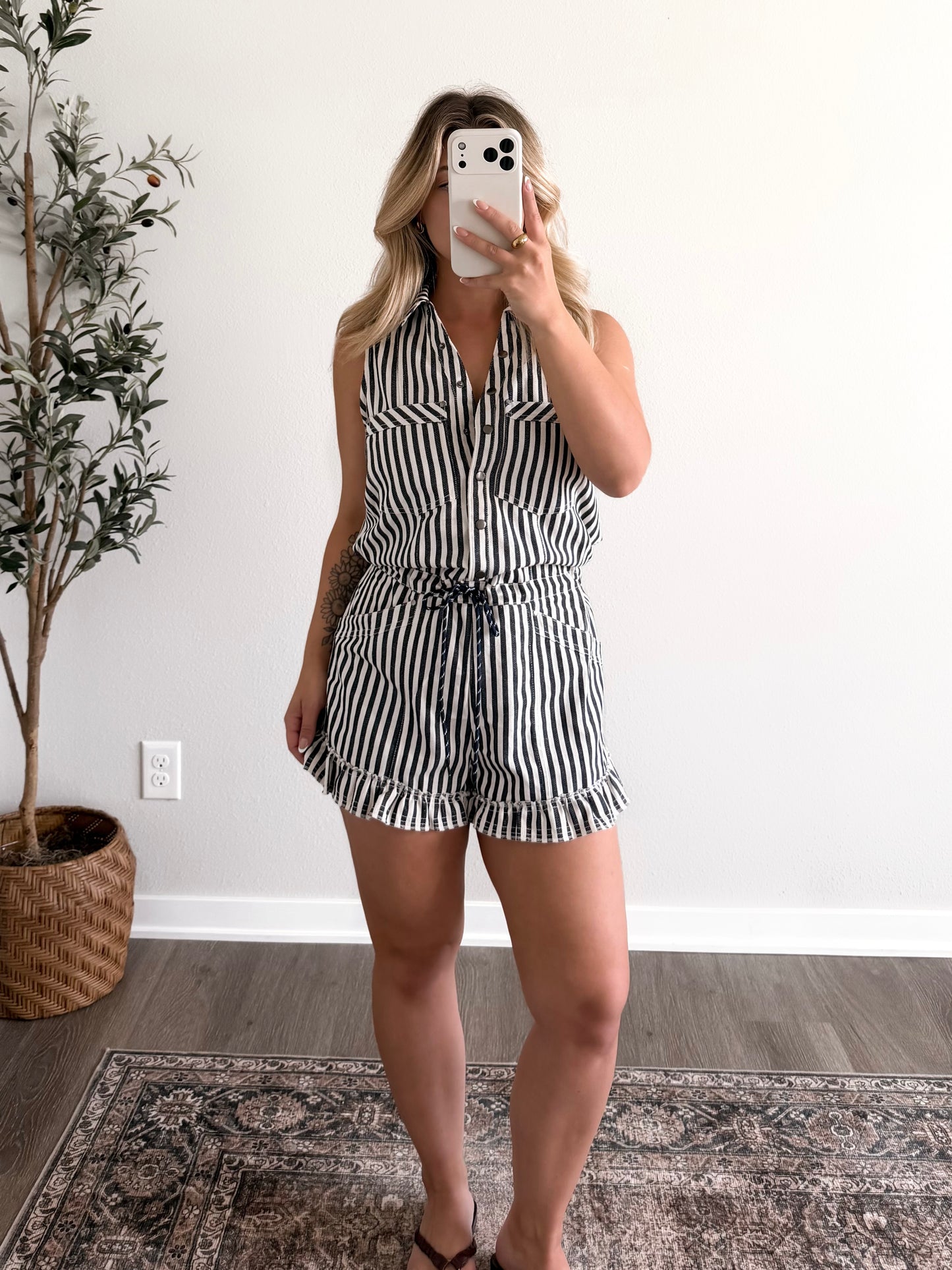 Easton Striped Button Down Romper
