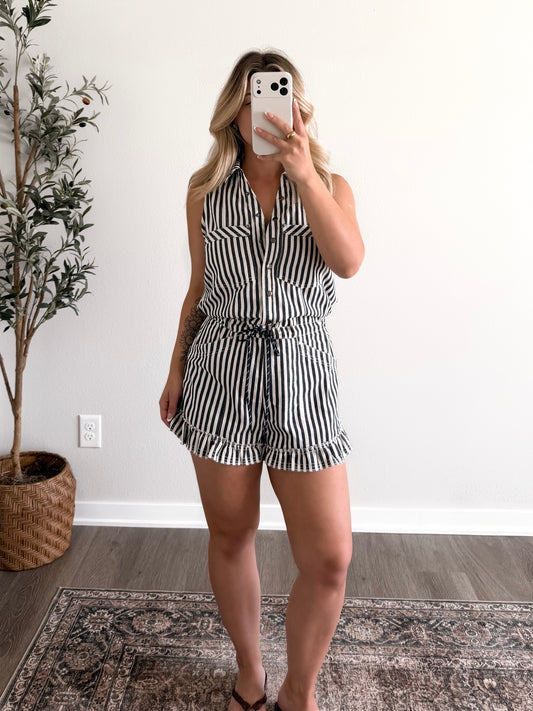 Easton Striped Button Down Romper
