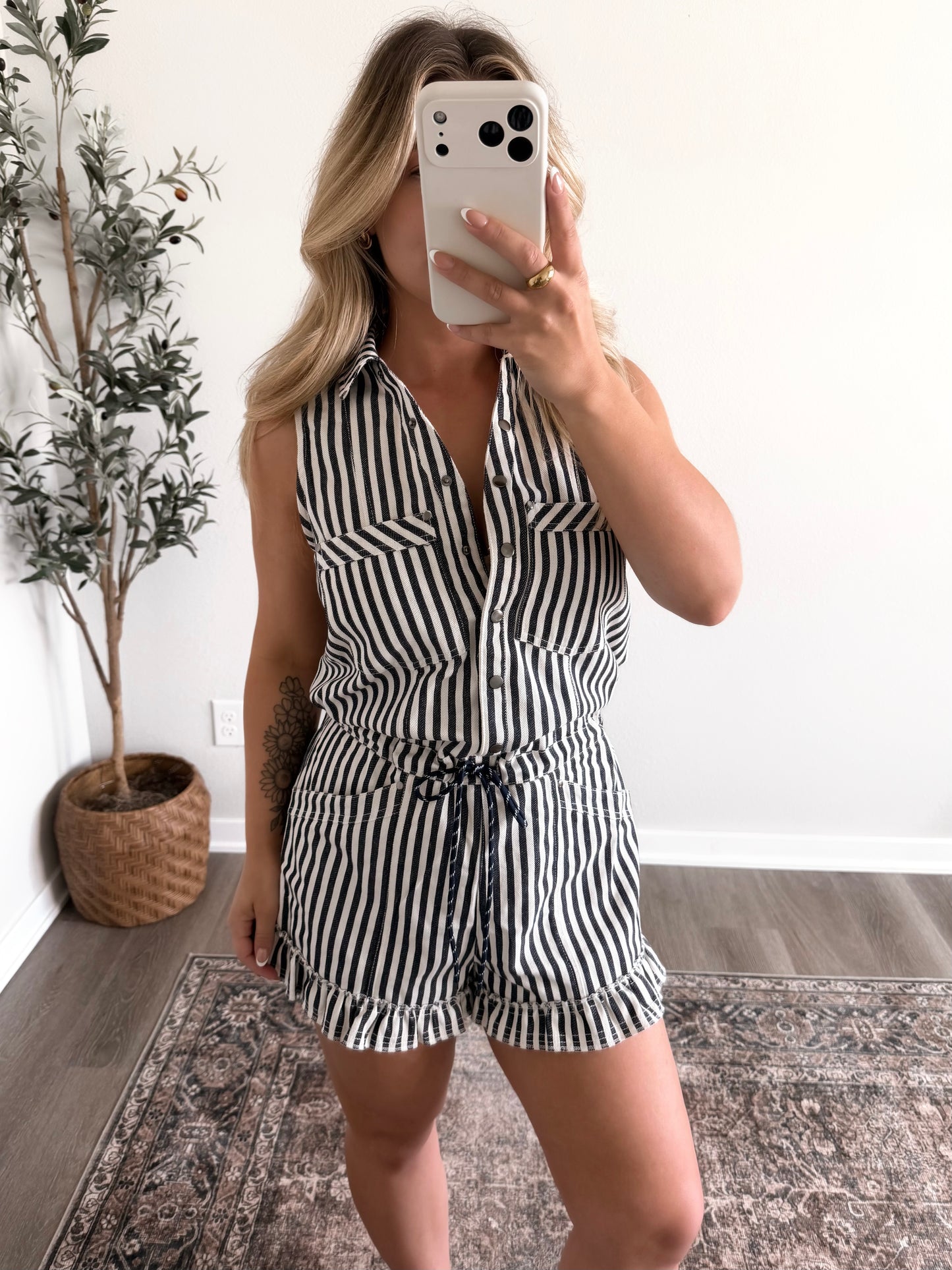 Easton Striped Button Down Romper