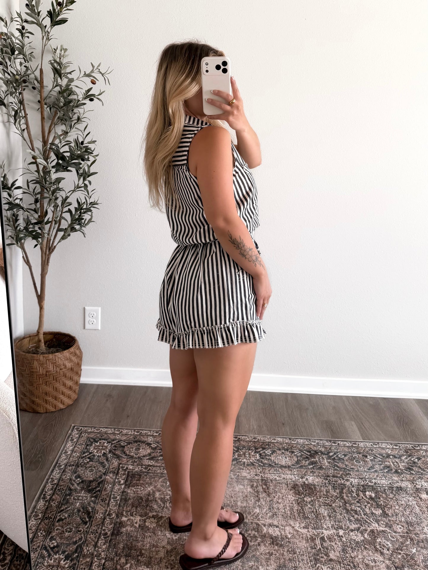 Easton Striped Button Down Romper