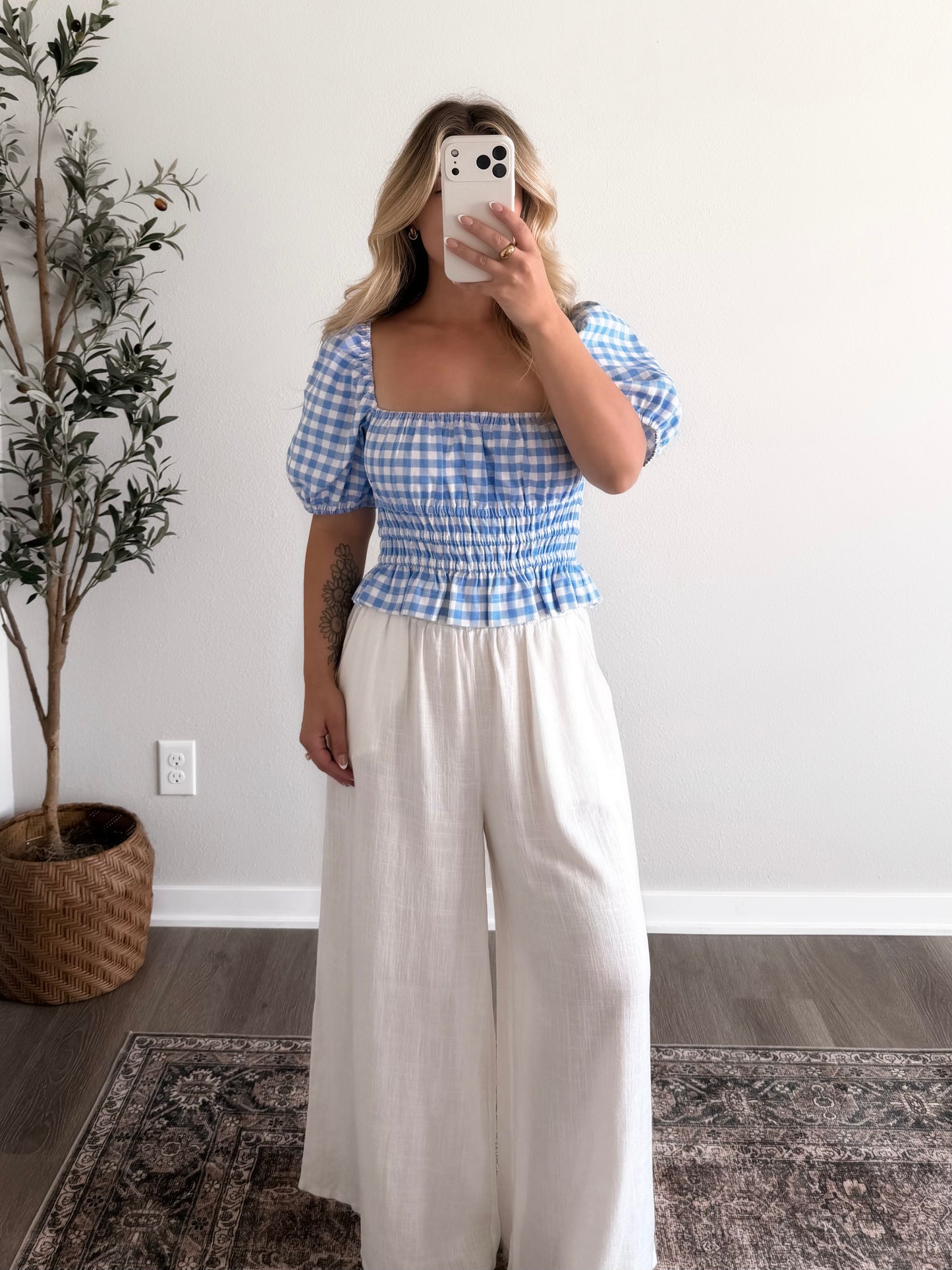 Blueberry Picnic Gingham Top