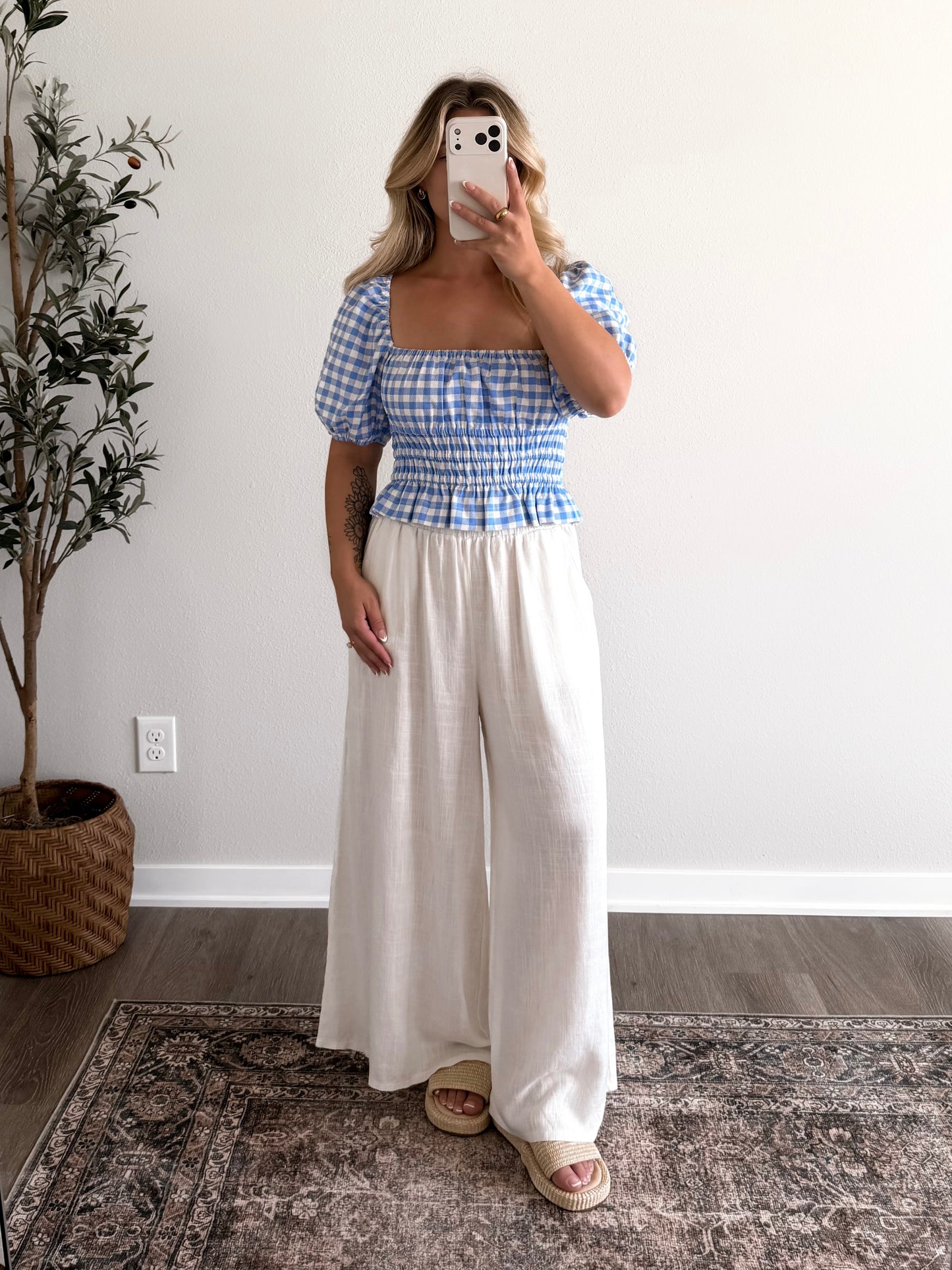 Blueberry Picnic Gingham Top