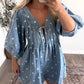 Main Street Dotted Denim Romper