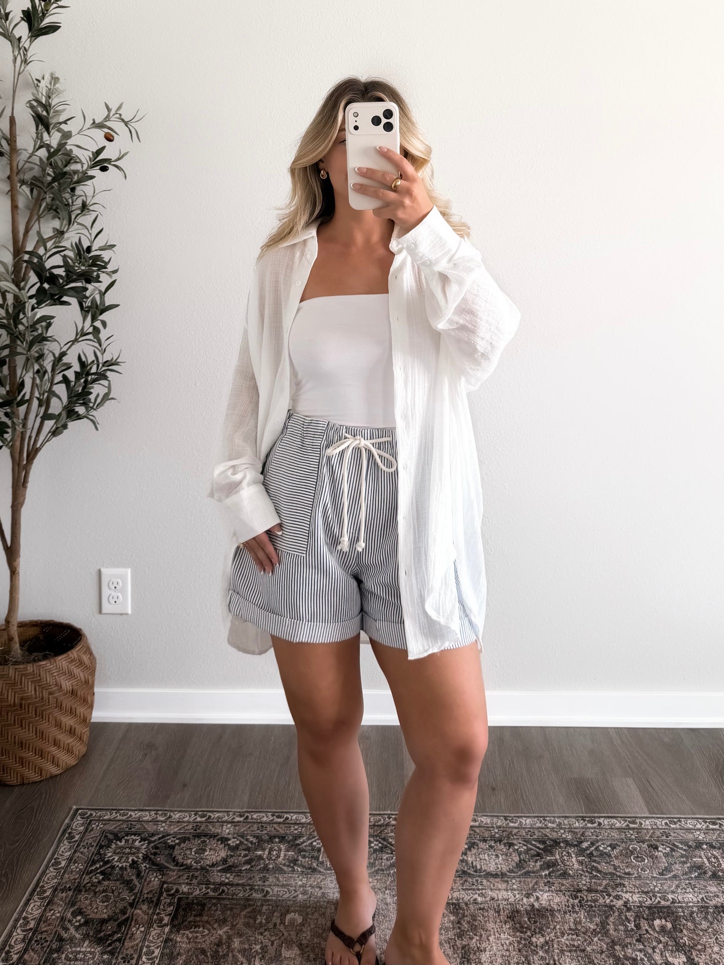 Summer Layers Button Down / White