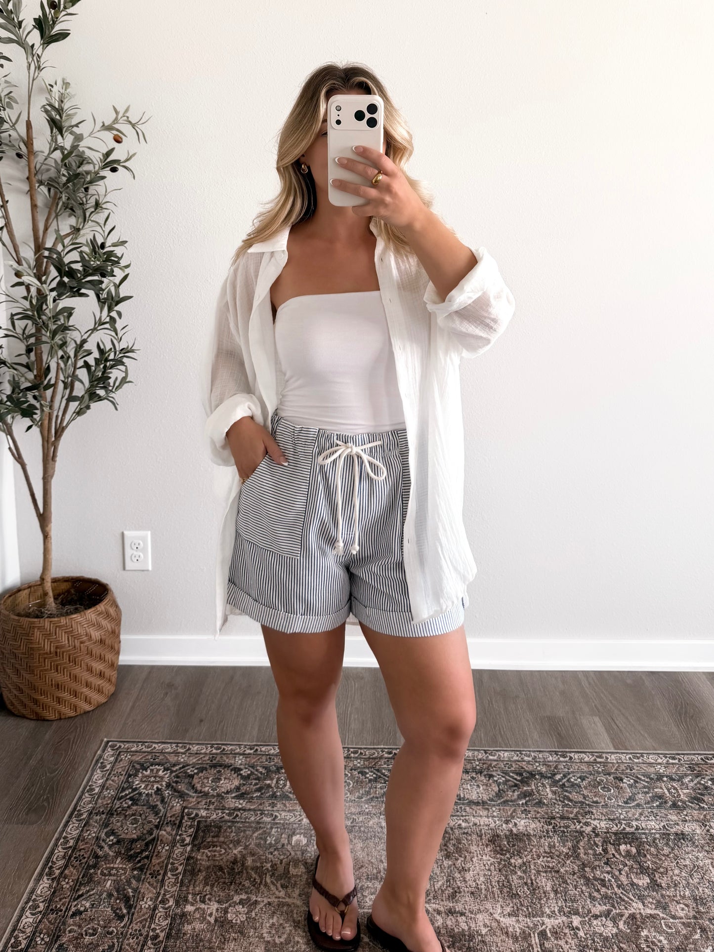 Bedford Striped Shorts / Blue