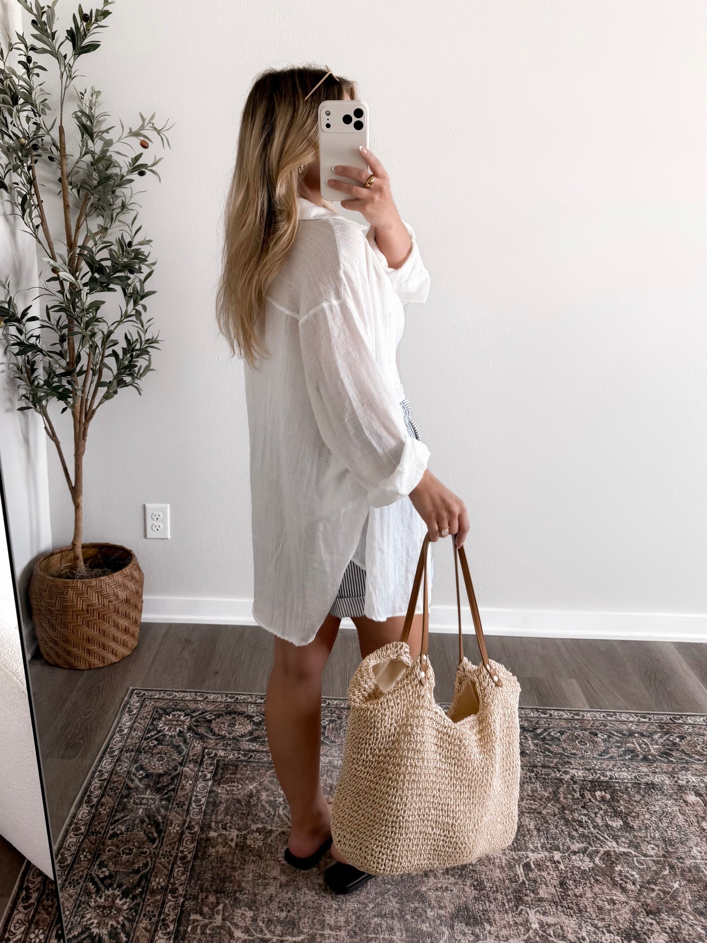 Summer Layers Button Down / White