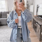 Layer Obsessed Waffle Button Down - Washed Blue