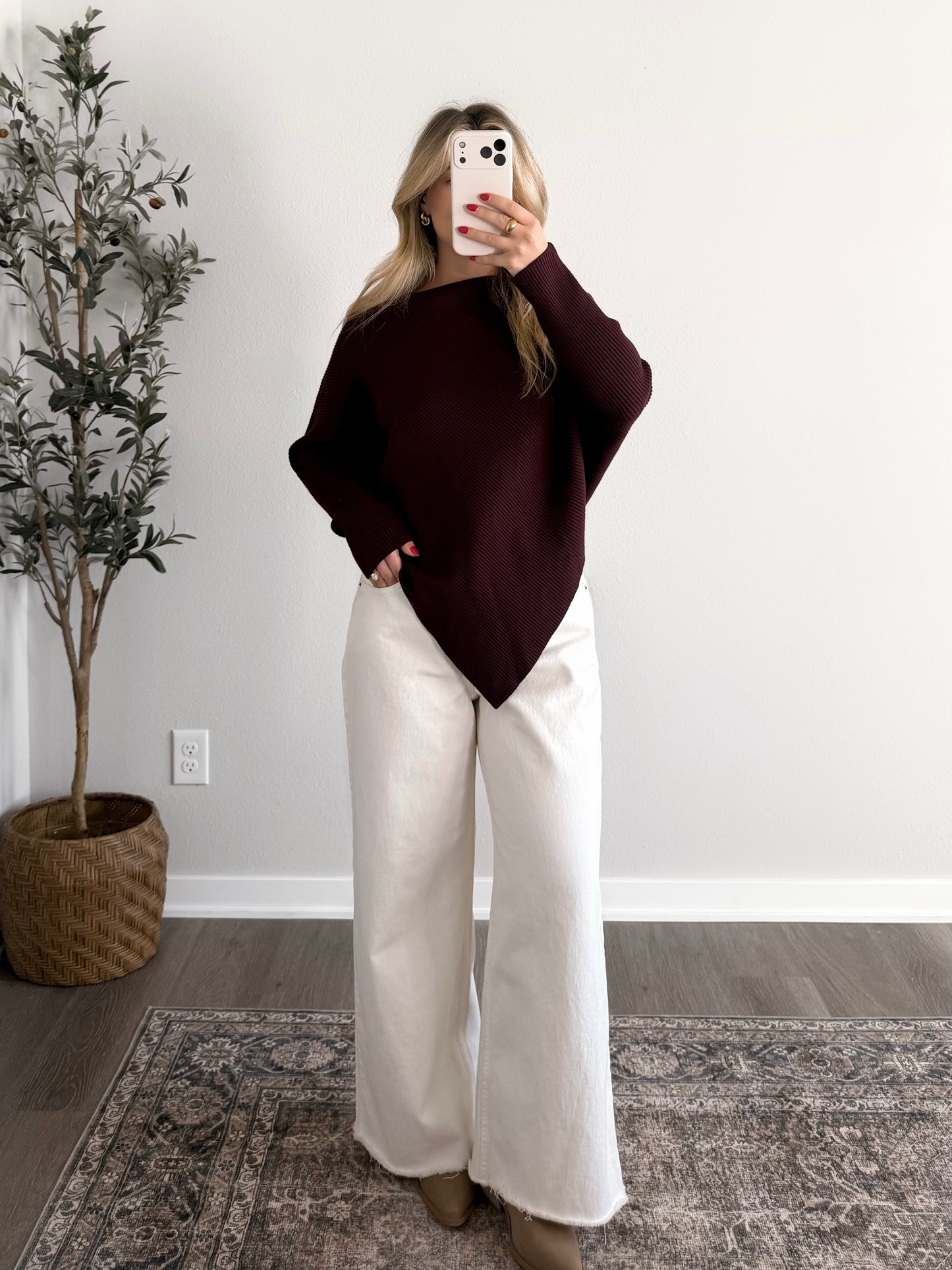 Camille Boat Neck Sweater / Dark Plum