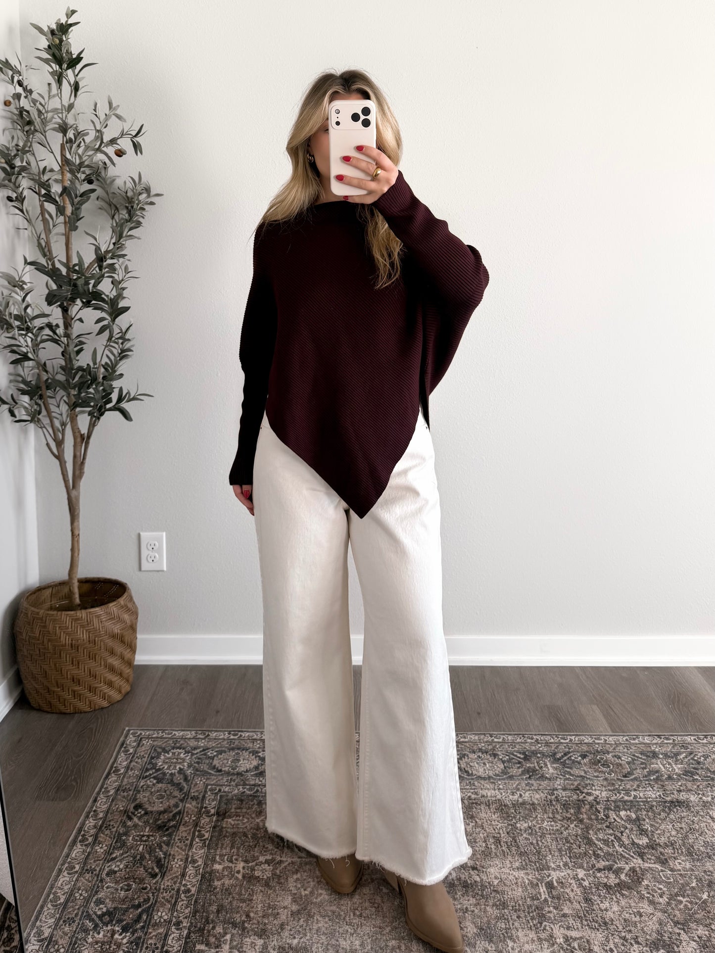 Camille Boat Neck Sweater / Dark Plum