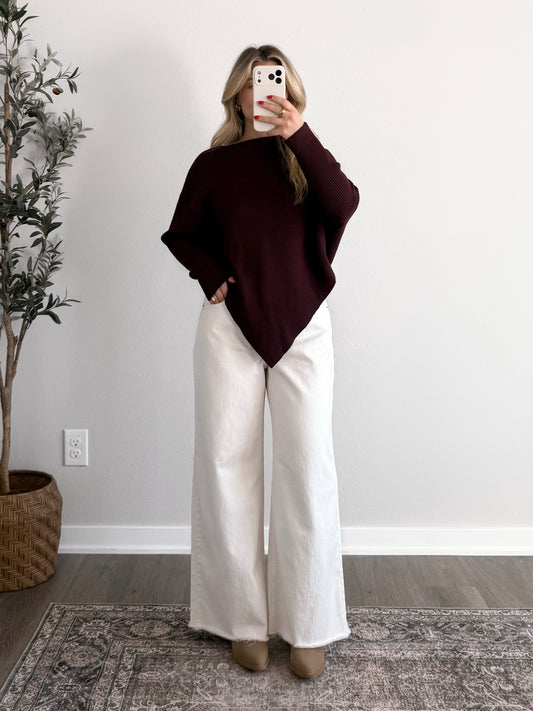 Camille Boat Neck Sweater / Dark Plum