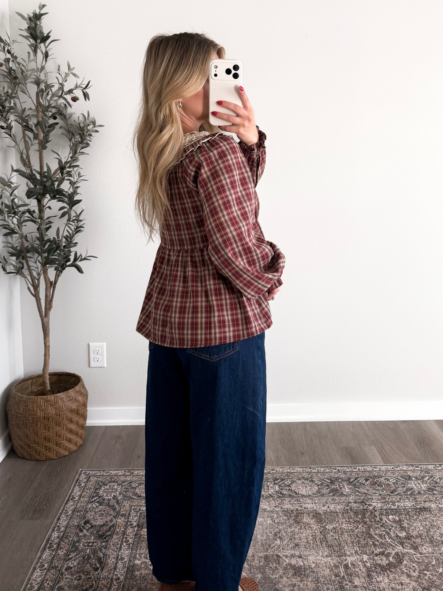 Sunday Best Plaid Lace Top / Red