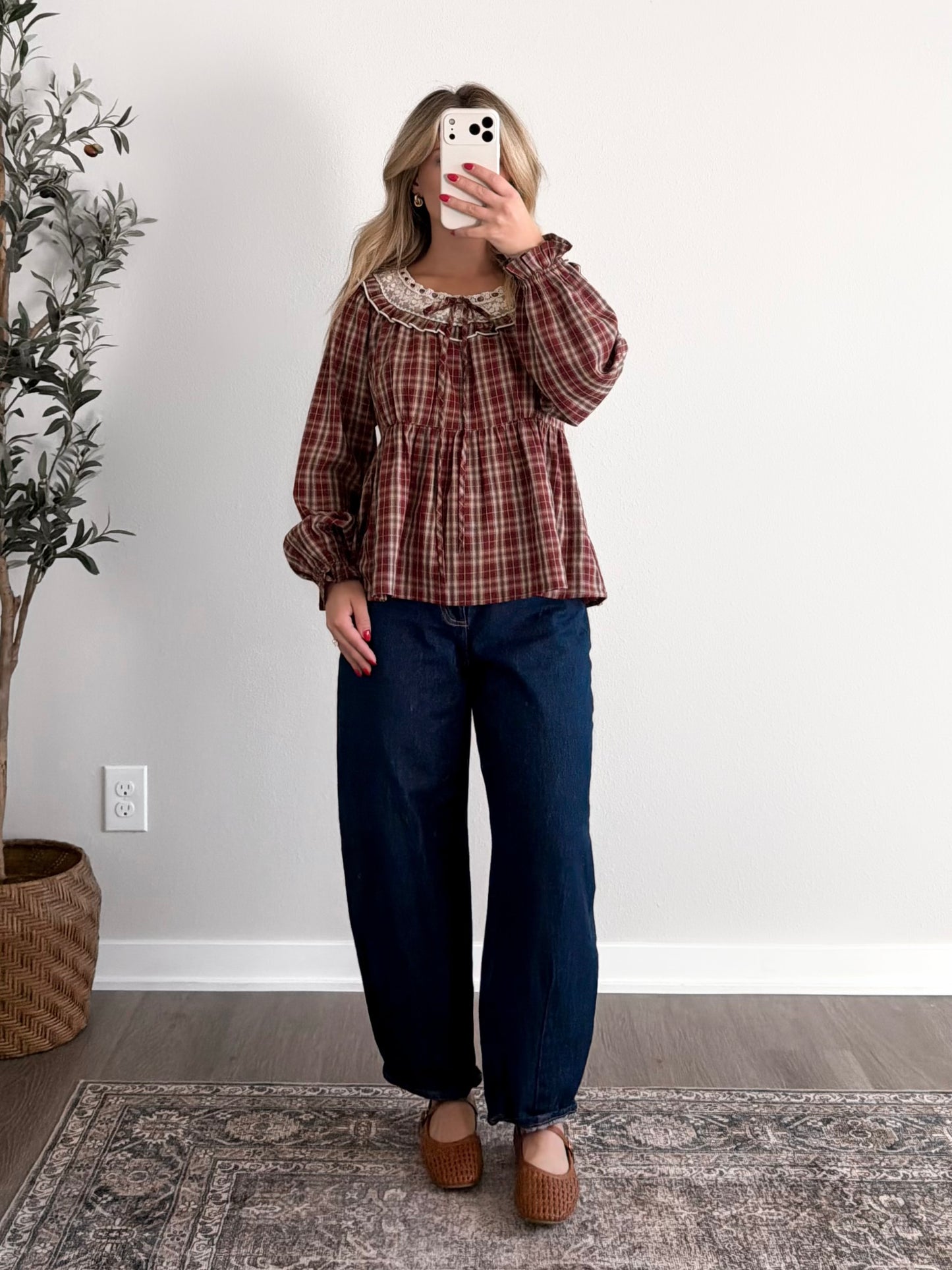 Sunday Best Plaid Lace Top / Red