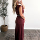 Wine List Suede Maxi Dress (Restocking Early November)