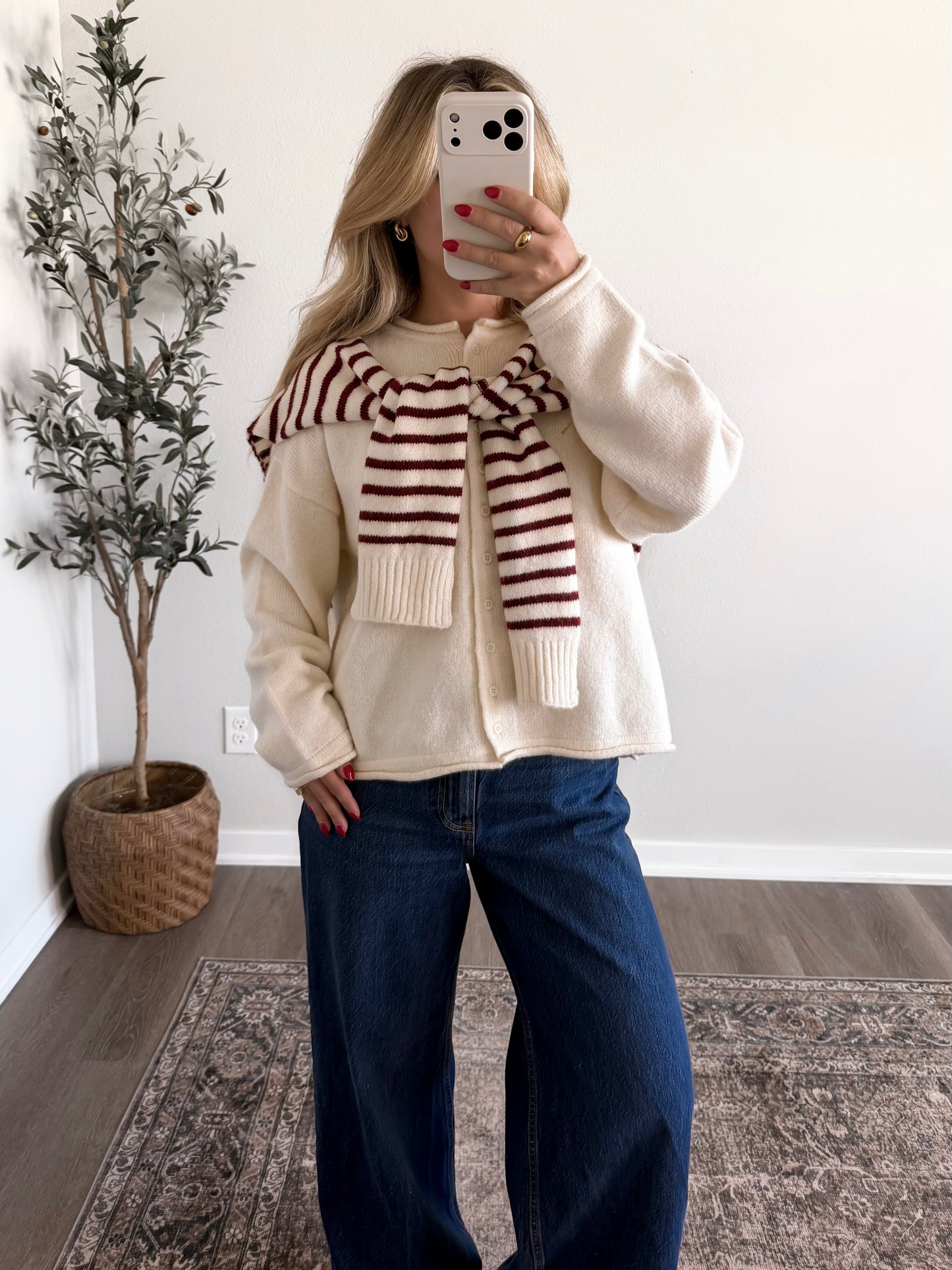 Apple Basket Striped Shawl Cardigan