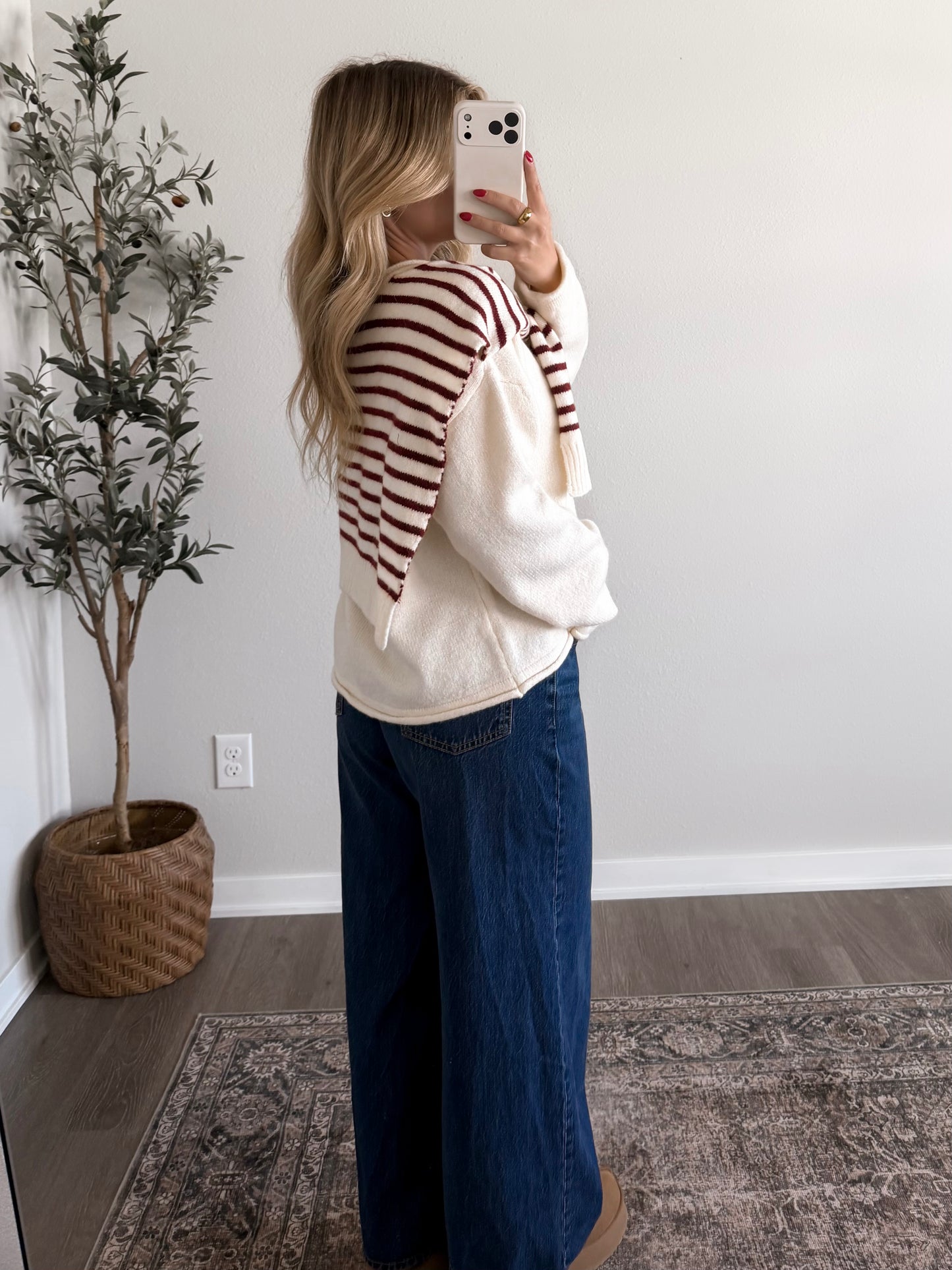 Apple Basket Striped Shawl Cardigan