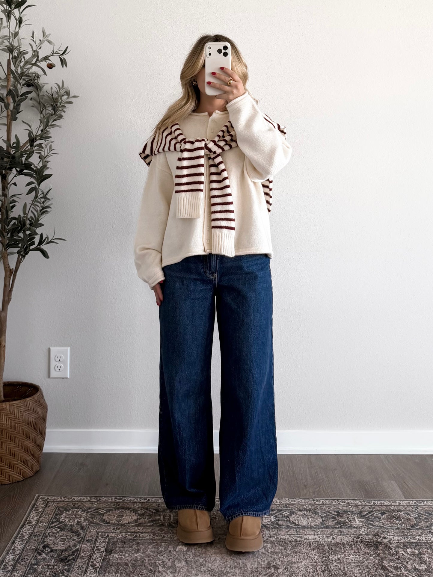 Apple Basket Striped Shawl Cardigan