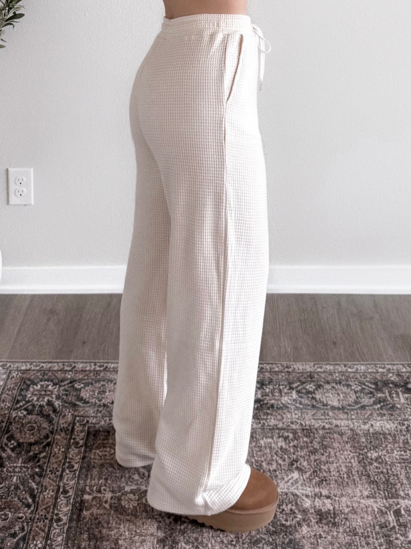 Cottage Waffle Knit Lounge Pant / Cream