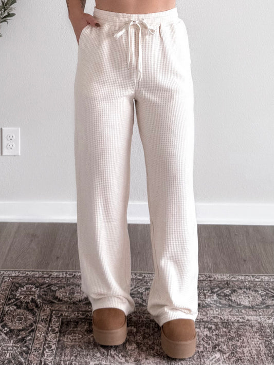 Cottage Waffle Knit Lounge Pant / Cream