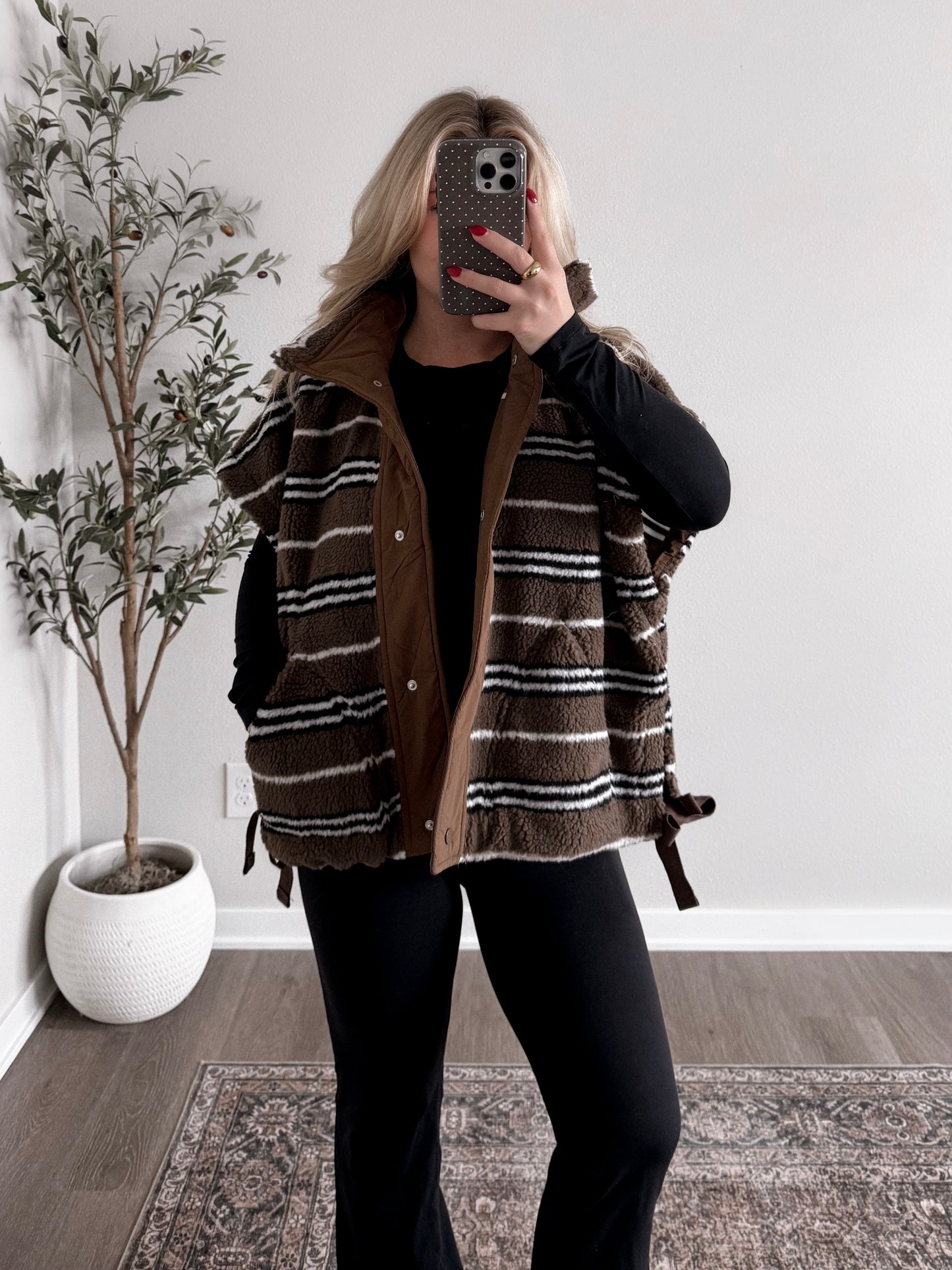 Pinecone Striped Sherpa Vest
