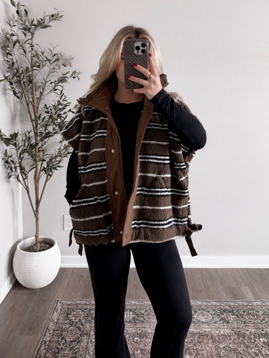 Pinecone Striped Sherpa Vest
