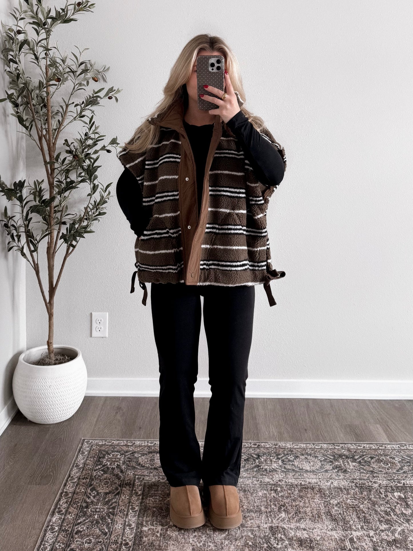 Pinecone Striped Sherpa Vest